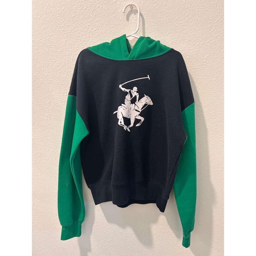 Beverly Hills Polo Club Kids Hoodie Blue &‎ Green Colorblock Graphic Logo Size M